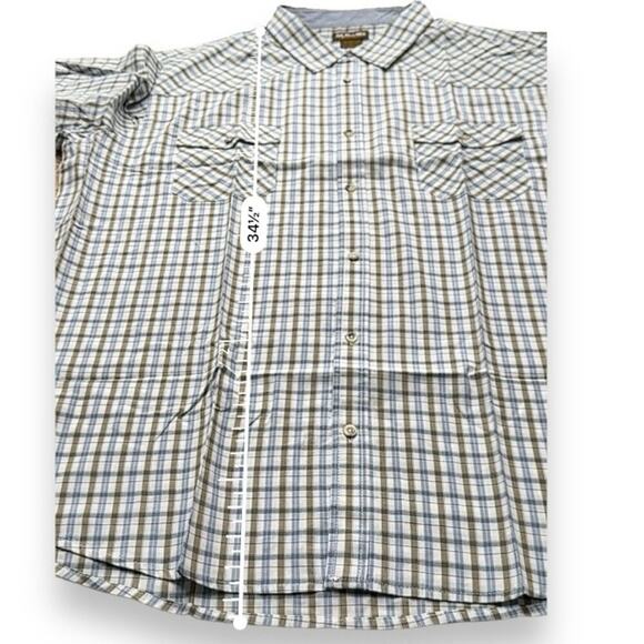 Atlas for Men Cream‎ & Blue Check Striped Button Down Shirt Sz 3XL NEW - Picture 9 of 9